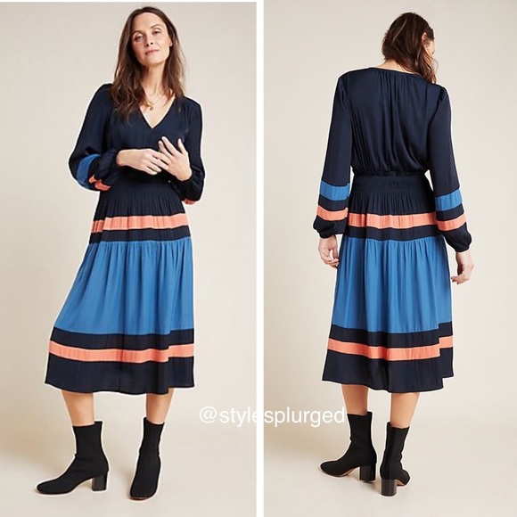 NWT⭐️Top Rated⭐️ANTHRO Aidy Colorblocked Midi Dress size small petite - Picture 5 of 13